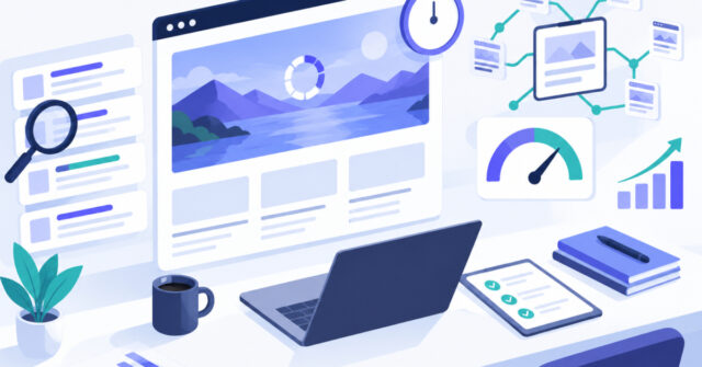 Website homepage hero image with a loading indicator illustrating whether you should lazy load hero image content