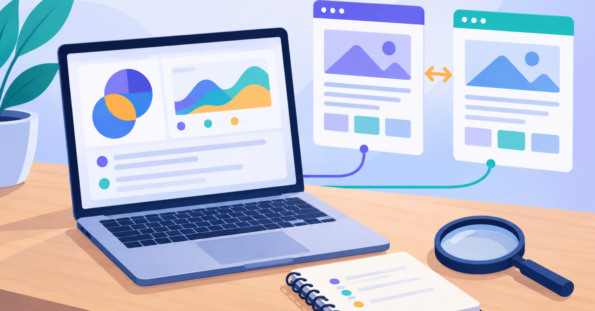 Workspace illustrating advanced keyword research and competitor analysis with two pages compared side by side
