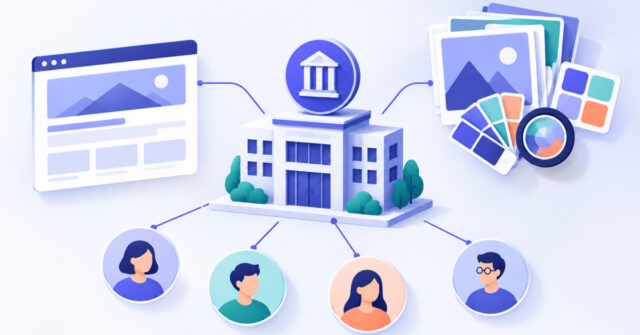Illustration of organization schema markup linking a website, logo and official profiles