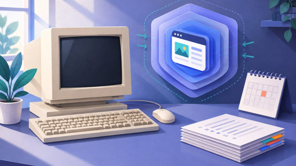 Old computer monitor on a desk representing the retired overture keywords suggestion tool