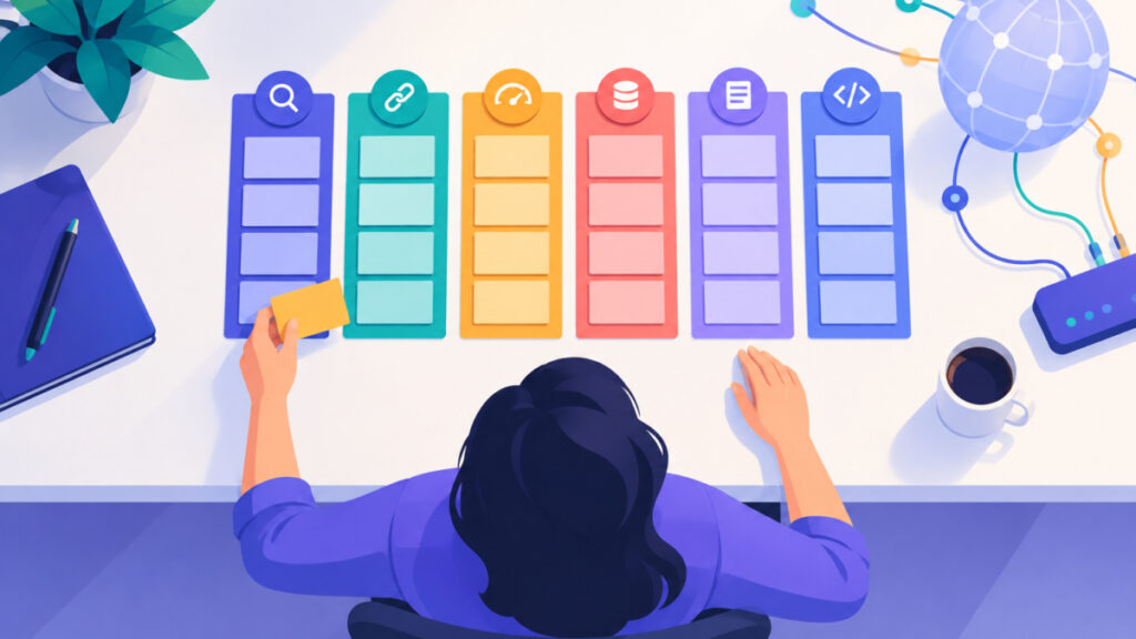 Keyword ideas from several search sources laid out in columns for review