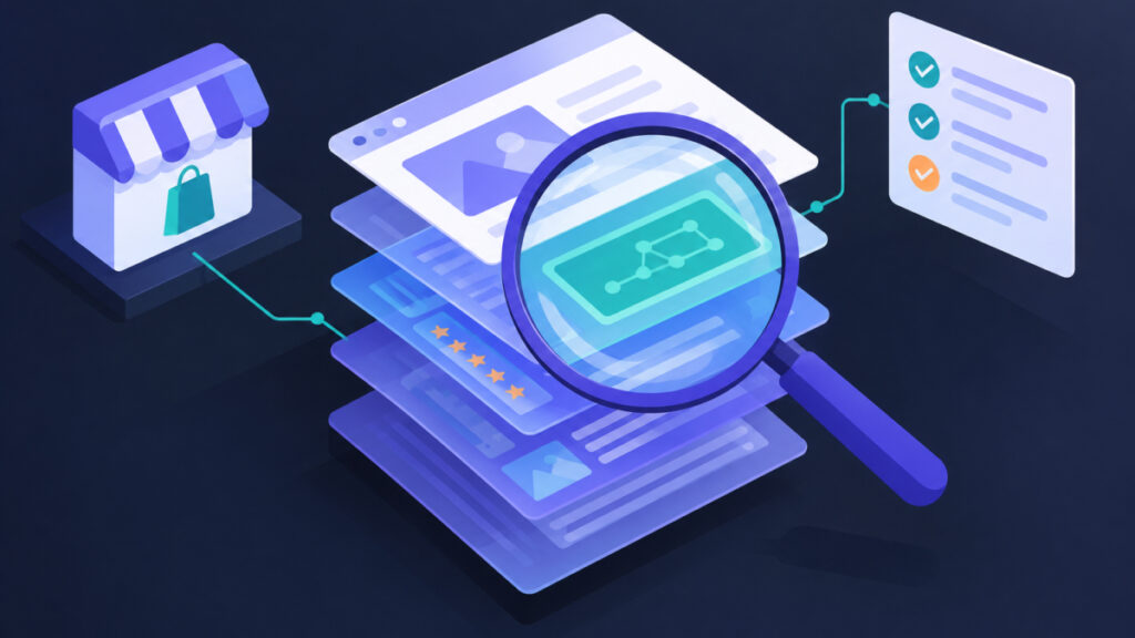 Inspecting layered markup from a theme and apps to find duplicates on a Shopify page