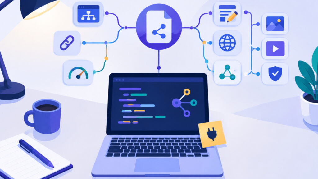 Developer workspace representing a custom plugin that outputs JSON-LD in WordPress