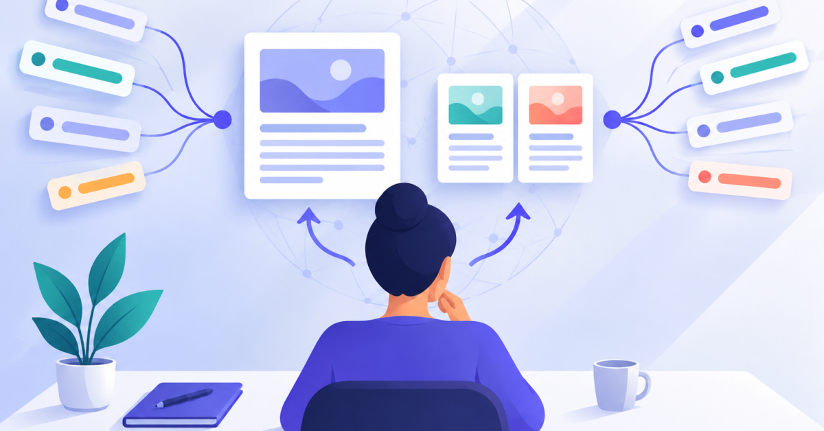 Editor deciding whether similar long-tail keywords should have separate pages or one page