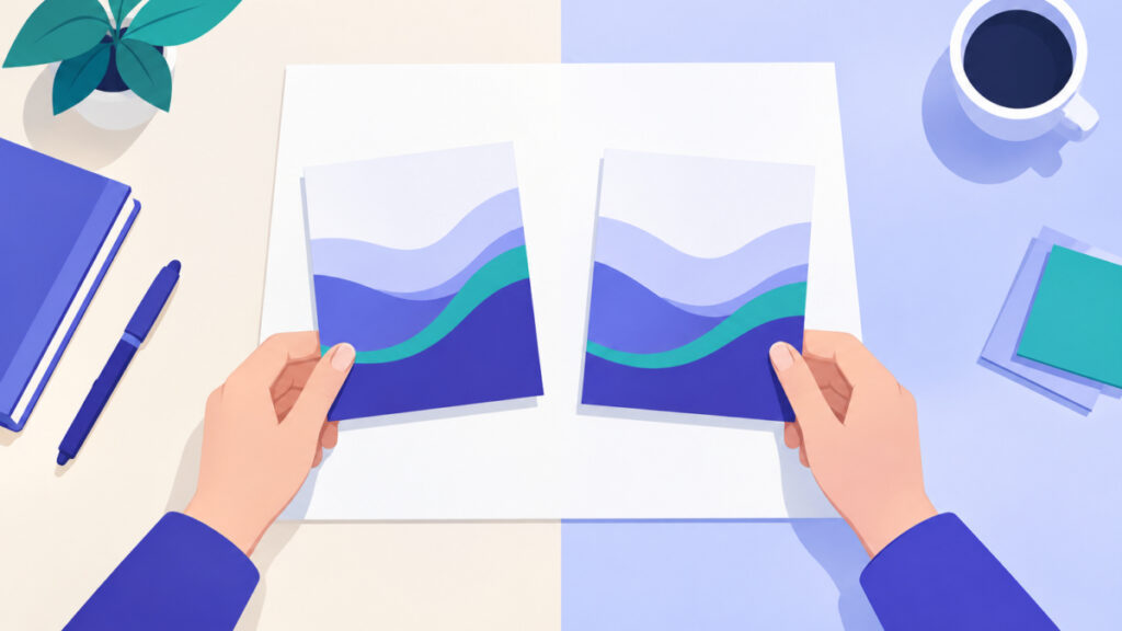 Two similar planning cards being combined onto one page, illustrating one page for similar long-tail keywords
