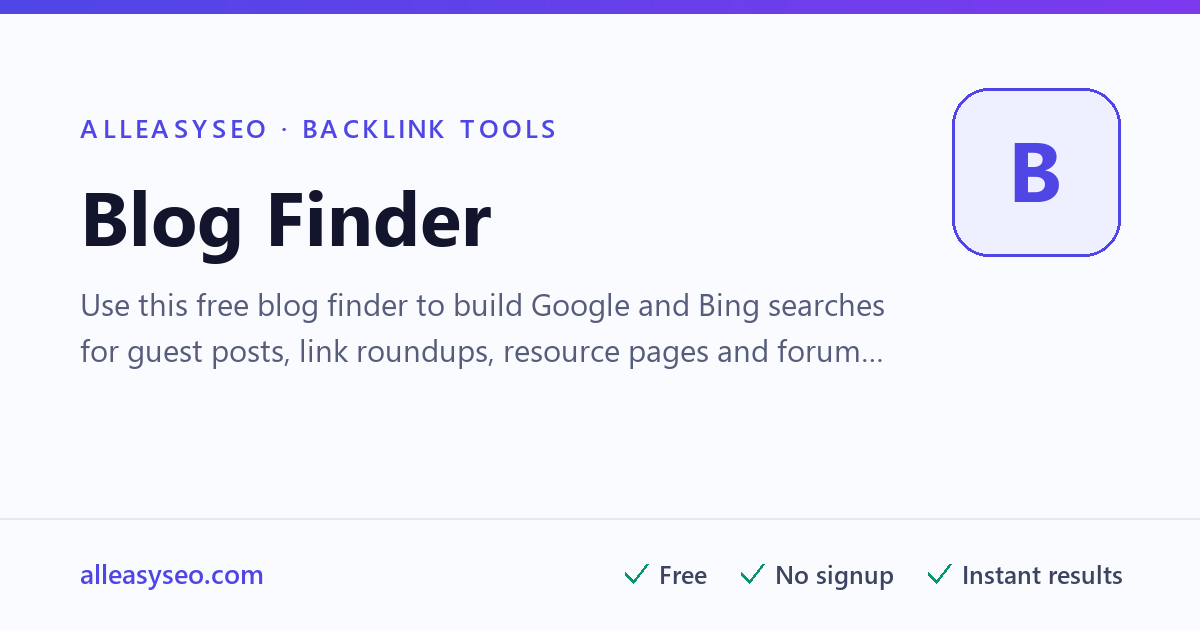 Blog Finder - Free Online SEO Tool | AllEasySEO